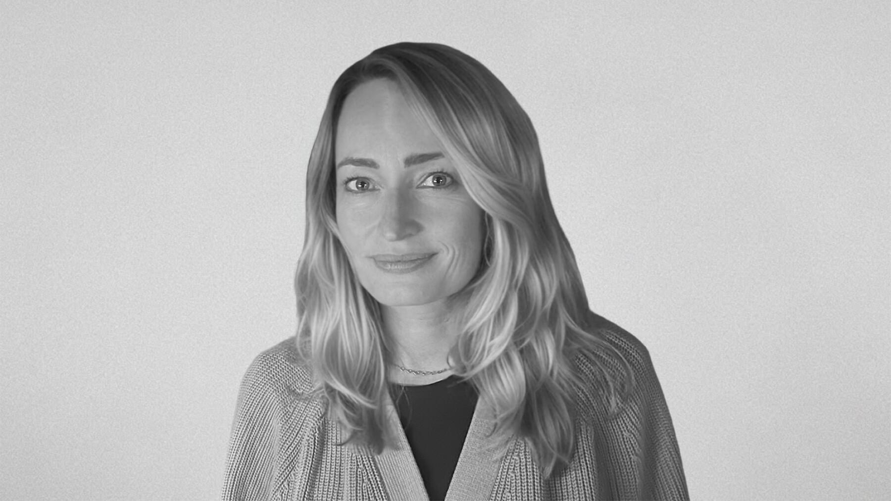 Black-and-white studio portrait of Cecilia Ghassens, Client Director at Stendahls.