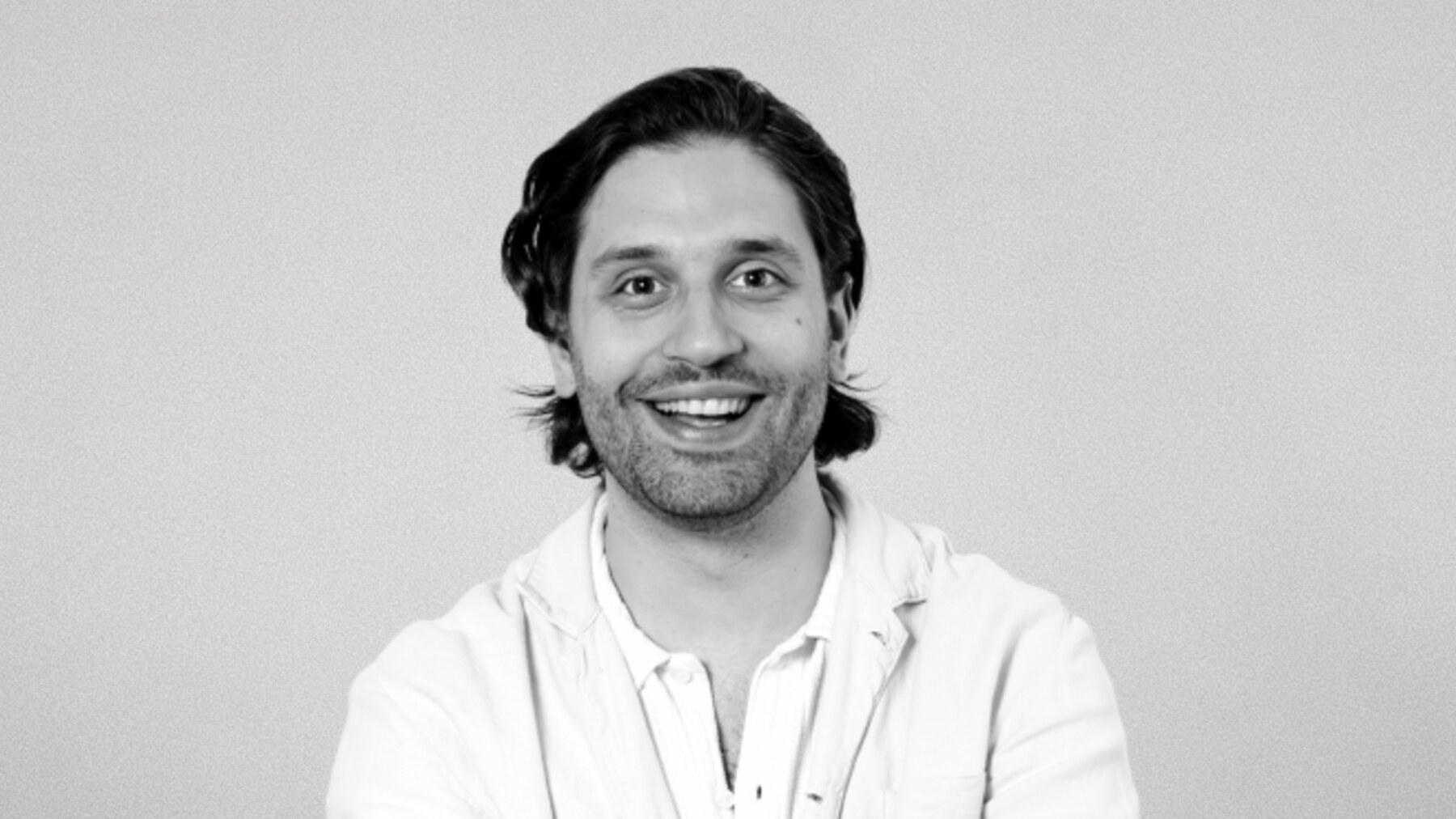 Black-and-white studio portrait of Marko Vicic, Media Strategist at Stendahls.
