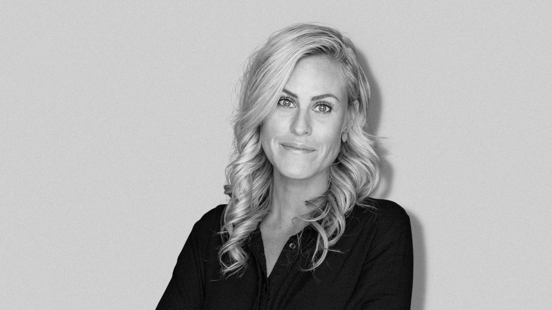 Black-and-white studio portrait of Sandra Bohlin, Art Director at Stendahls.
