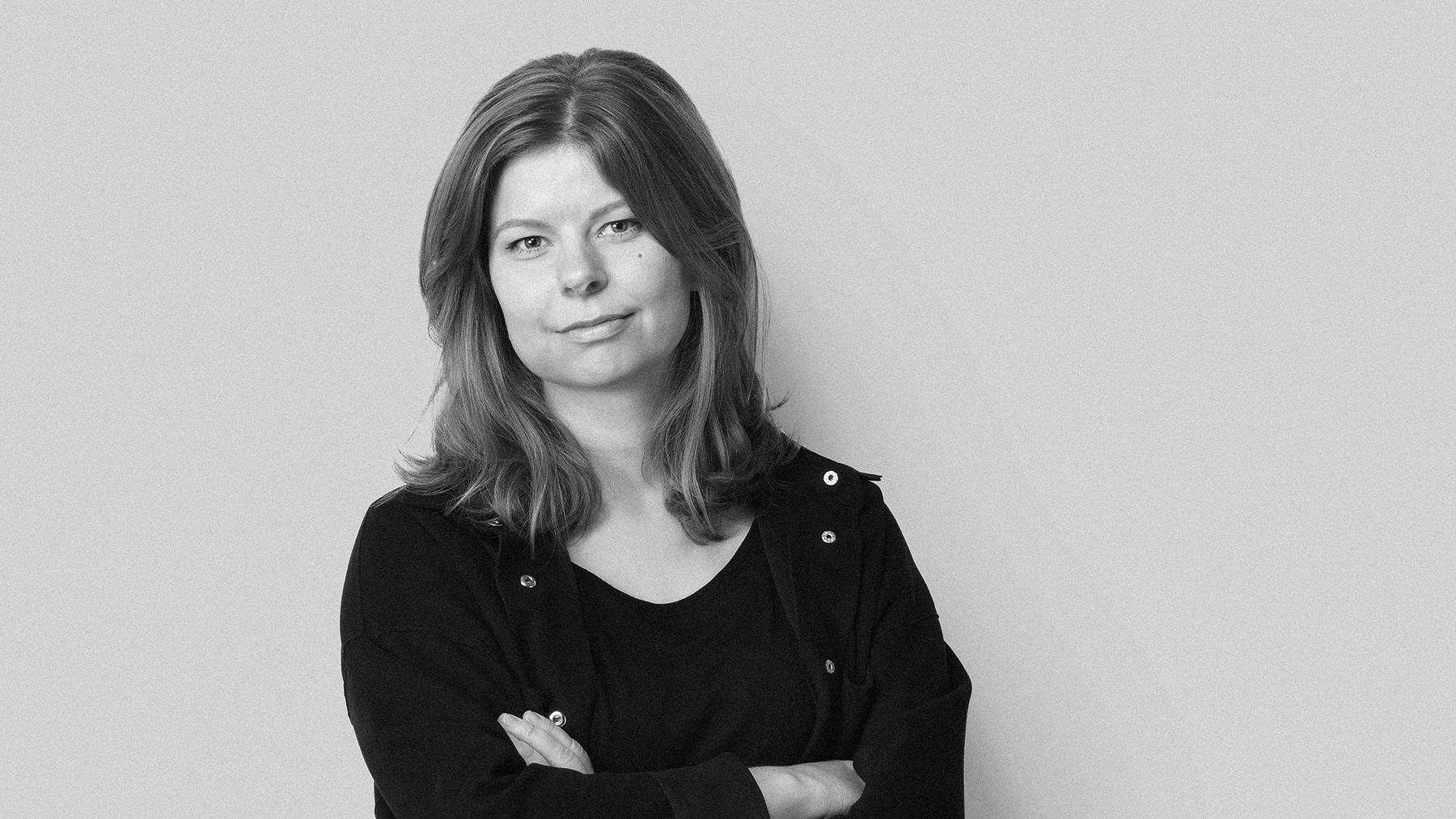 Black-and-white studio portrait of Sofia Frejd, Art Director at Stendahls.