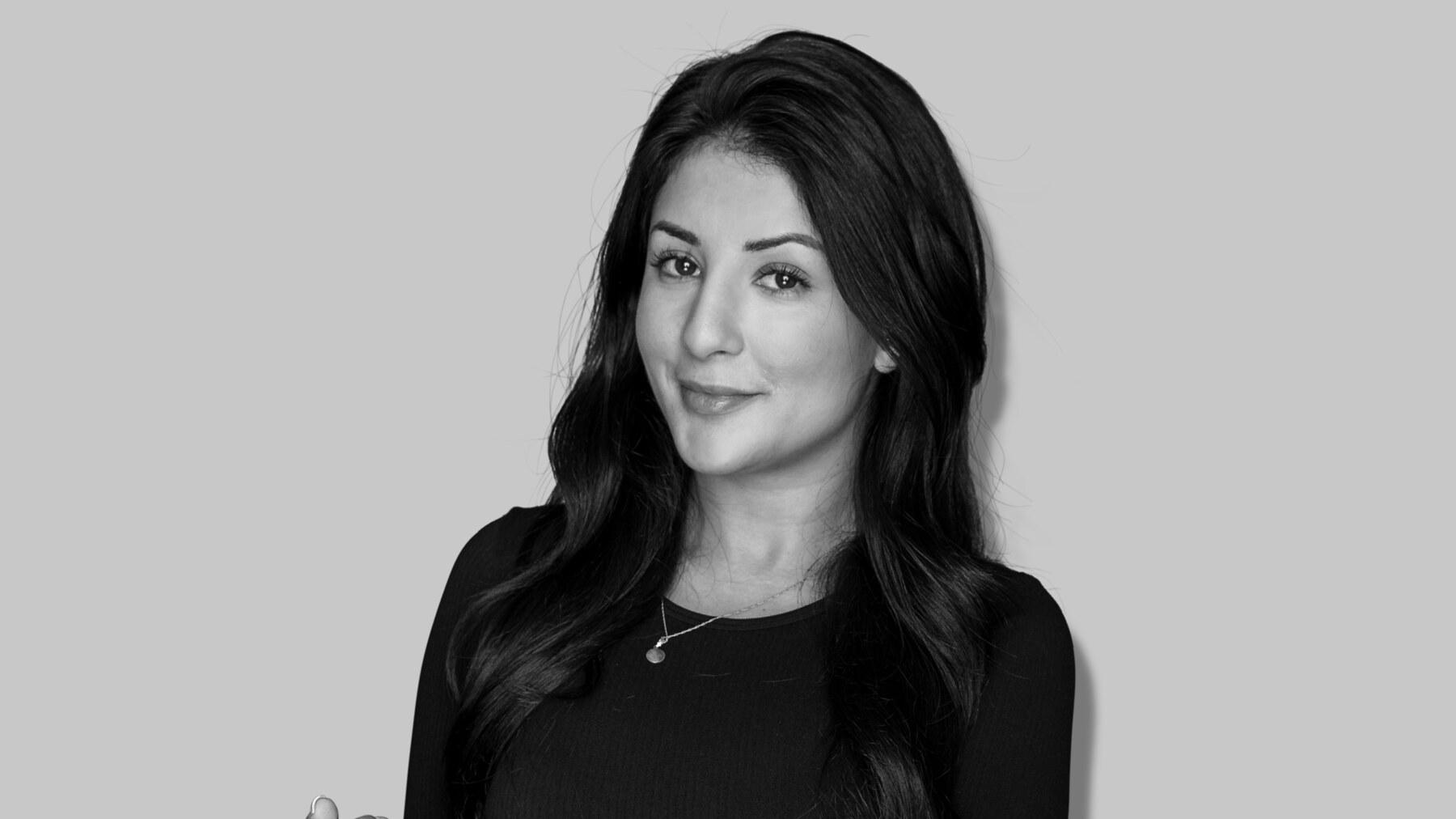 Black-and-white studio portrait of Vera Roshan, Human Resources at Stendahls.