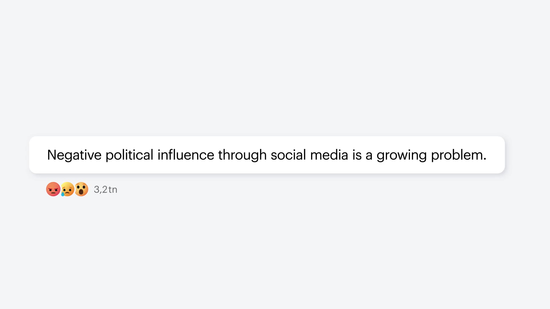 The Human Writes Font case film – a social post reading 'Negative political influence through social media is a growing problem', shown the way Meta's users saw it.